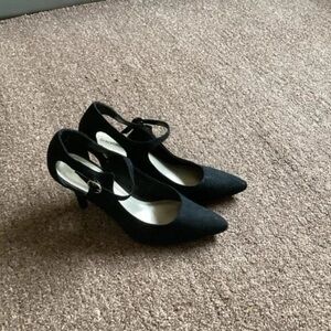 Black Pointed-Toe Mary Jane Heels